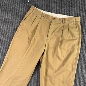 VTG 90s L.L. Bean Khaki Pleated‎ Pants Mens 38x29 Preppy Grandpa Core Old Money